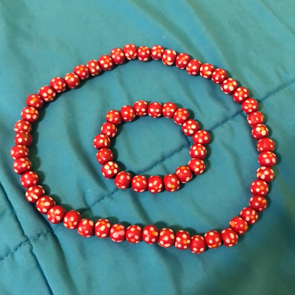Clay bead necklace and bracelet set